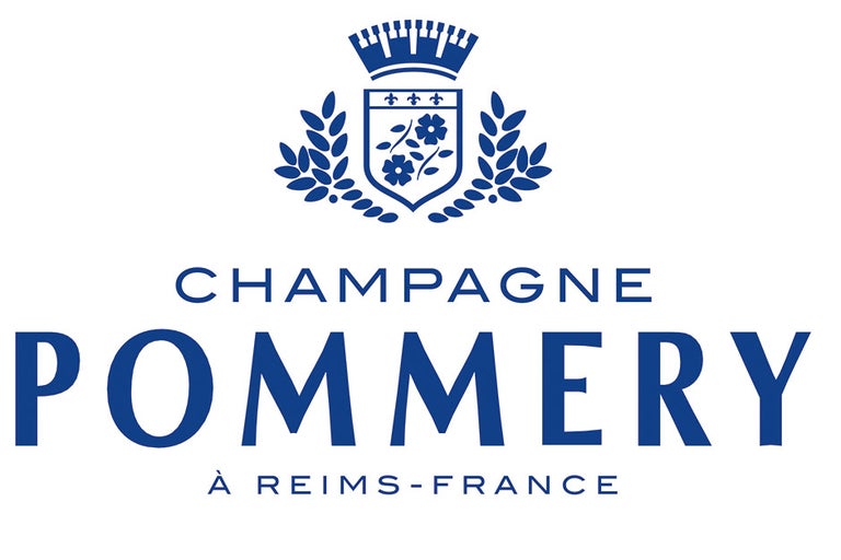 A logo with blue text