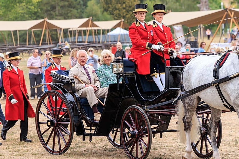 A group of people riding in a carriage