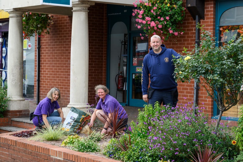 Dry bed outside Norville Opticians in Stonehouse