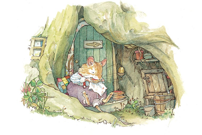 A mouse eating from a cave