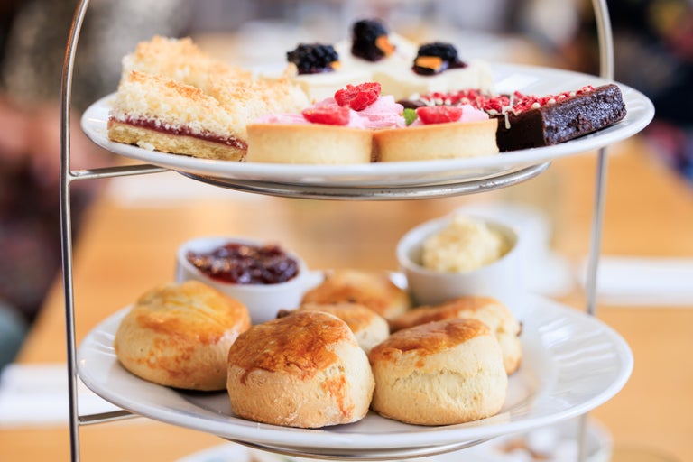 Afternoon tea cakes on a plate