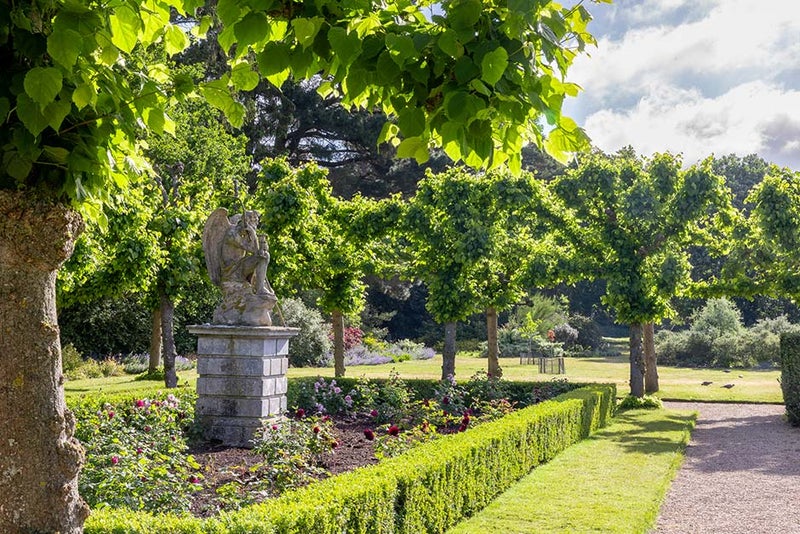 A statue in a garden