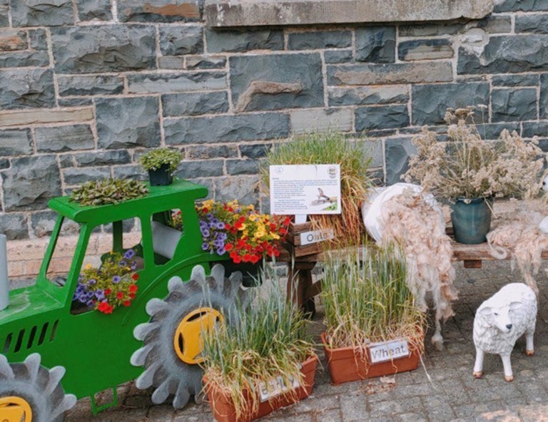 Celebrates a town’s heritage through flowers