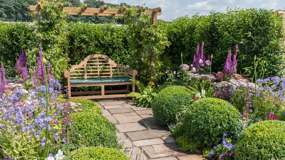 A bench in a garden