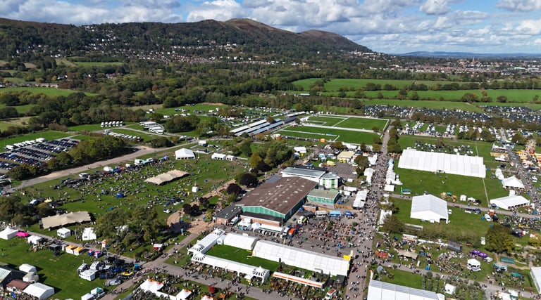 Aerial view of a large crowd of people at a festival