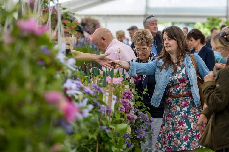 A group of people in a garden