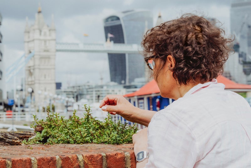 Amanda Tuke looking at plants