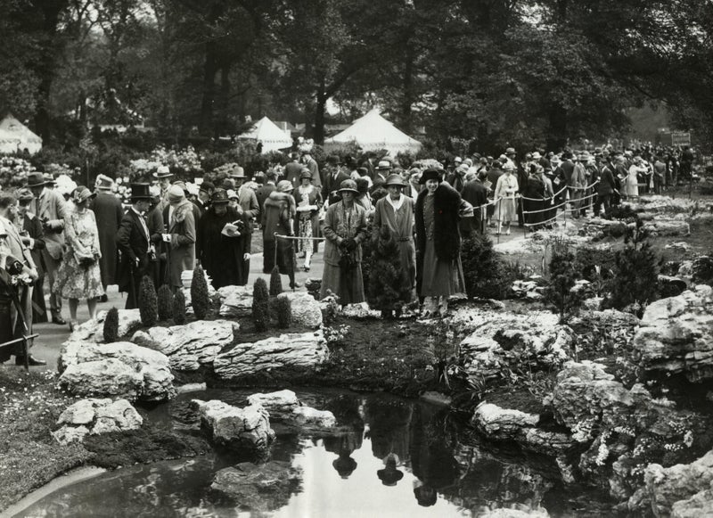 A group of people standing in a park